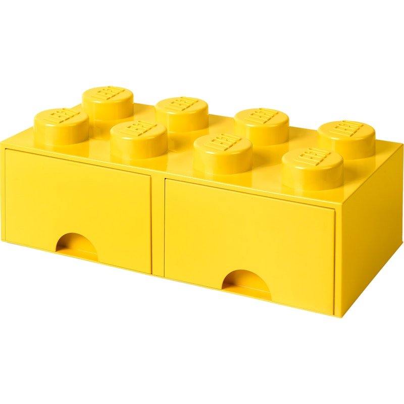 LEGO® Aufbewahrung mit 2 Schubladen 8 Knöpfe, Gelb