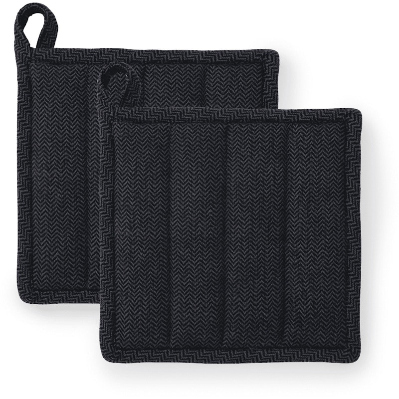 Garn Topflappen 22x22 cm 2-er Set, Dunkelgrau