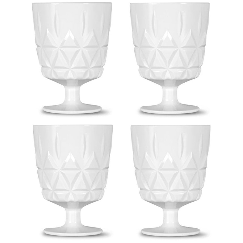 Picnic Juni Glas Mit Fuß 4-er Set, Weiß