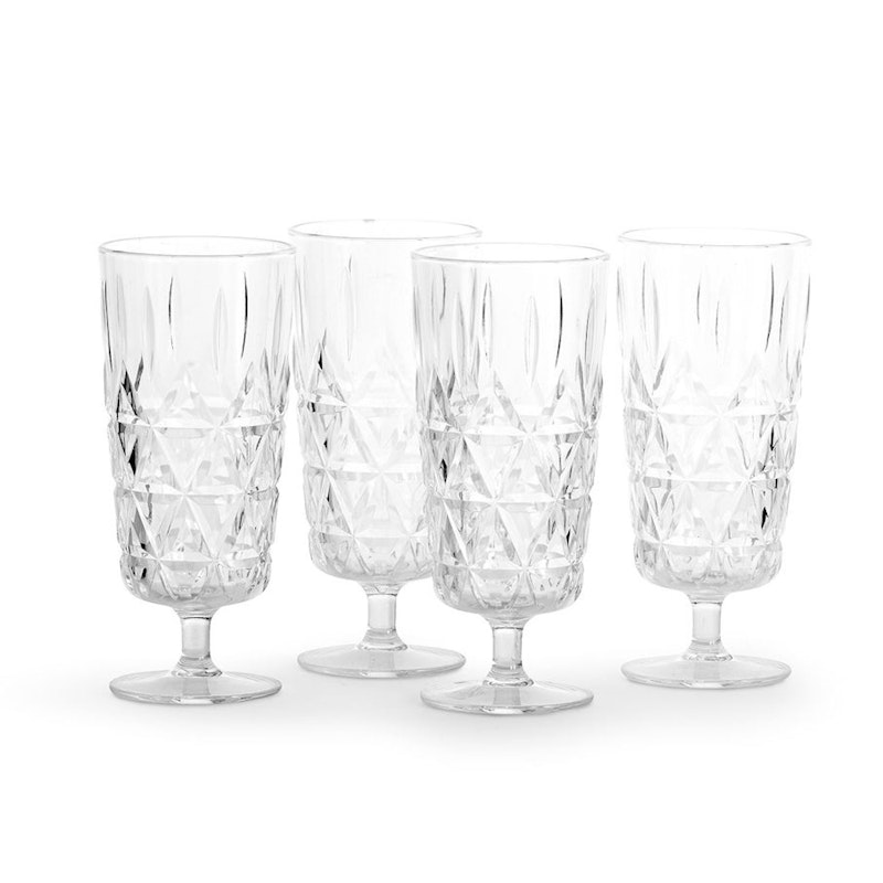 Picknick Glas Hoch mit Fuß Acryl 4-er Set, Transparent