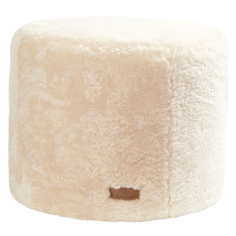 Frida Round Sheepskin Pouf 50x40cm, Creme