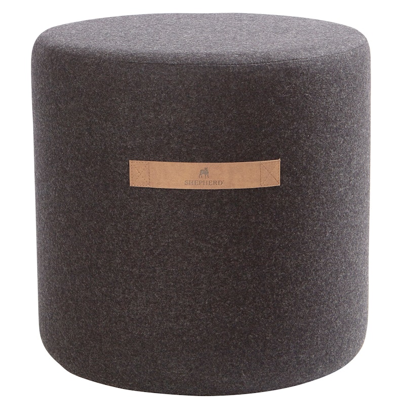 Sara Round Wool Pouf 40x40cm, Black