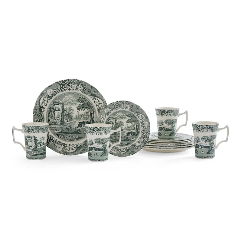 Heritage Green Italian Geschirr-Set 12 Teile, Grün
