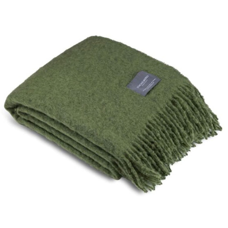 Mohair Decke Gerollte Franse 130x170 cm, Cedar Green