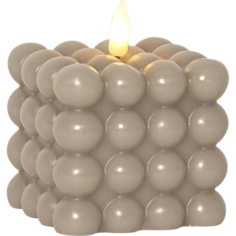 Flamme Dot Stumpenkerze LED, Beige