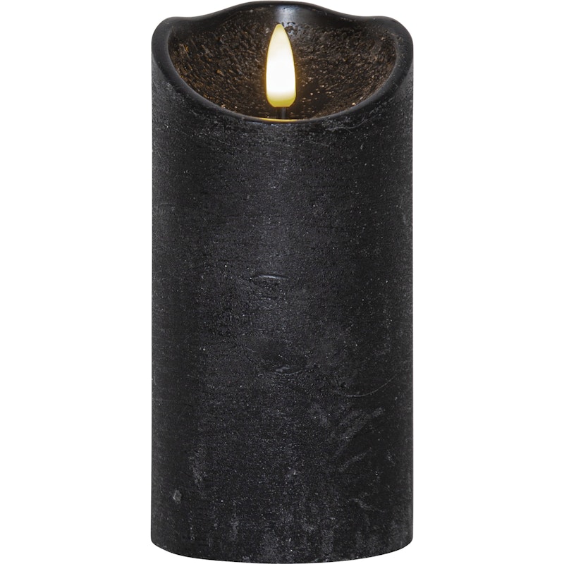 Flamme Rustic LED Stumpenkerze Schwarz, 15 cm