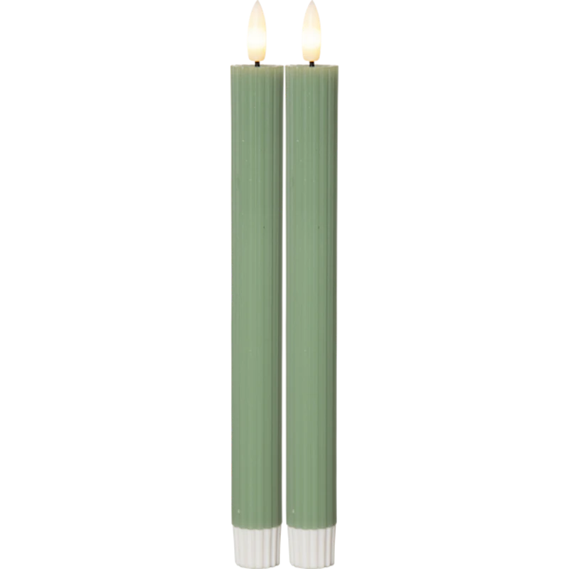 Flamme Antike Kerze 2-er Set LED, Grün