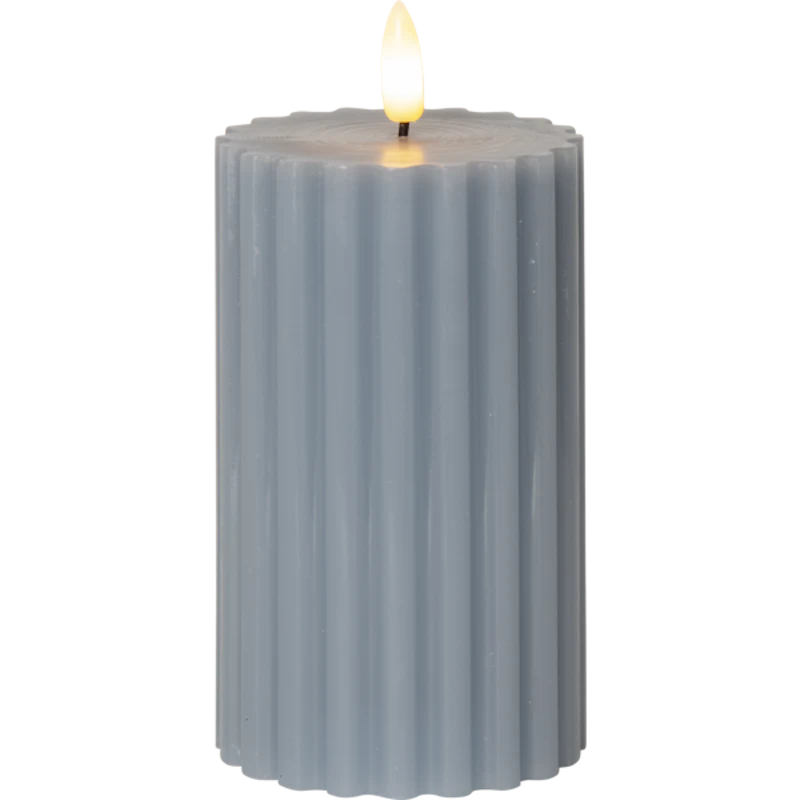 Flamme Stripe Stumpenkerze LED 15 cm, Blau