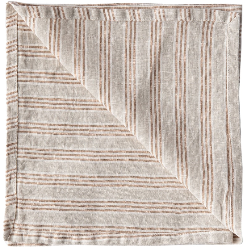 Linen Serviette 45x45 cm, Hazelnut Stripe