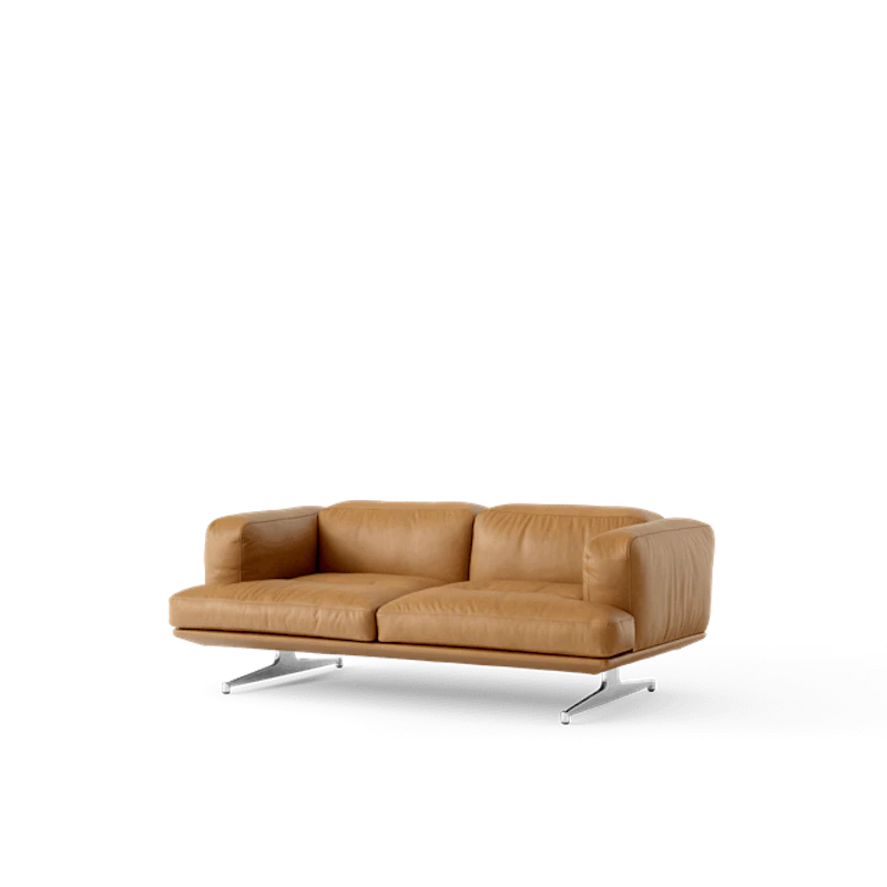 Inland AV22 2-Seater Sofa Cognac Leather/Polished Aluminium