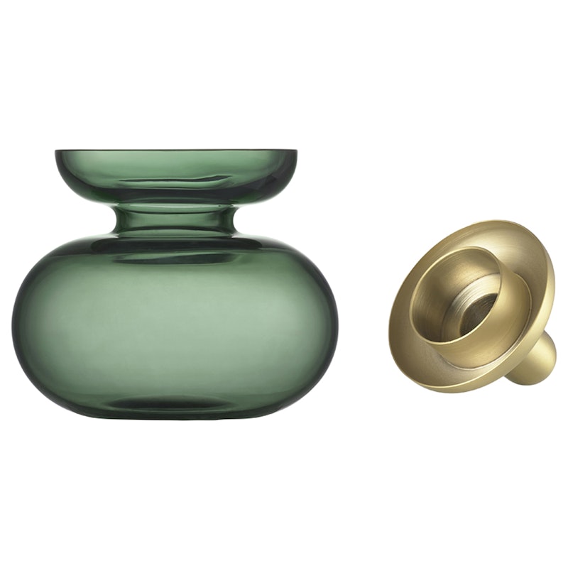 Inu Vase / Kerzenhalter, Moosgrün / Messing