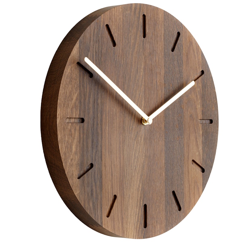 Watch:Out Wandklok, Gerookt Eiken / Messing