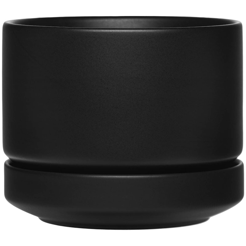 Pot Met Schotel H13,2 cm, Mat Zwart