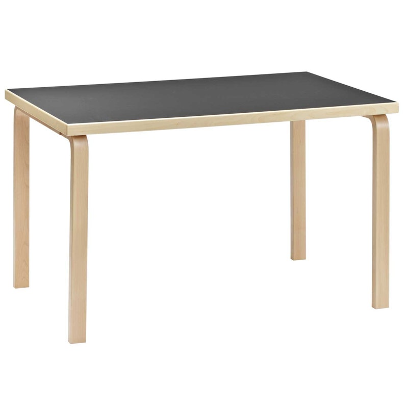 81B Tafel 75x120 cm, Berken / Zwart Linoleum