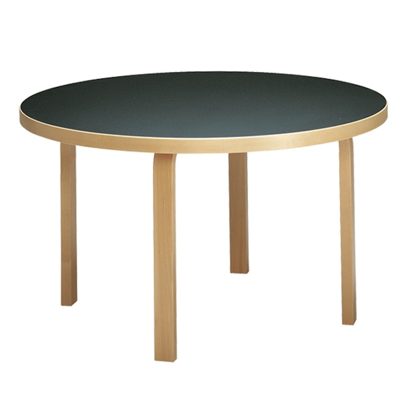 91 Tafel 125 cm, Zwart Linoleum