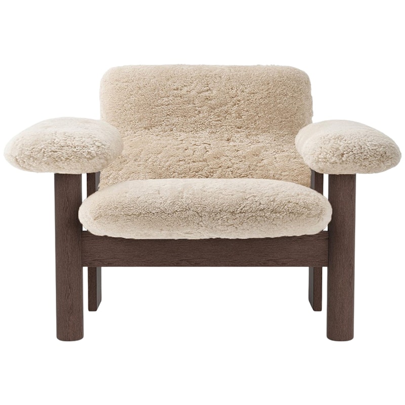 Brasilia Fauteuil Lage Rug, Donker Gebeitst Eikenhout / Sheepskin Nature