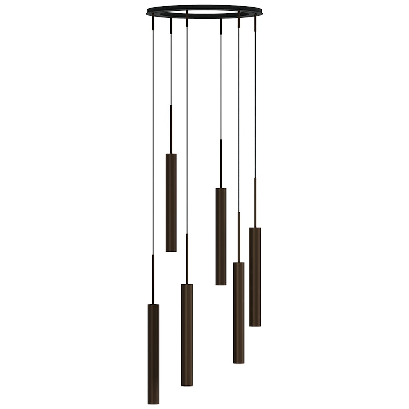 Tubulaire Kroonluchter Bronzed, 6 Hanglampen