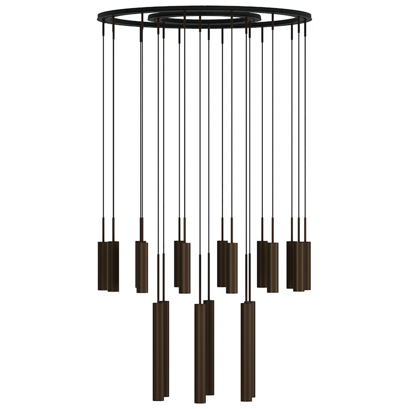 Tubulaire Kroonluchter Bronzed, 20 Hanglampen