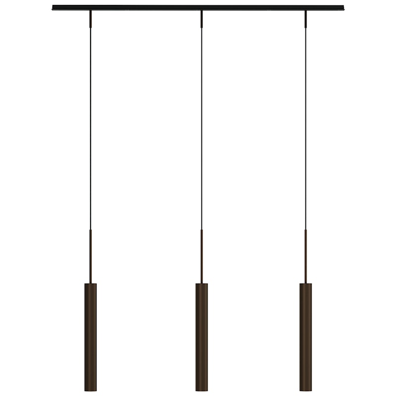 Tubulaire Hanglamp met Stang Bronzed, 3 Hanglampen