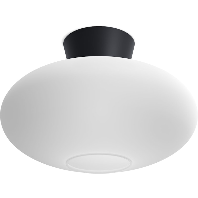 Bullo XL Plafondinbouwlamp, Mat Zwart / Opaal