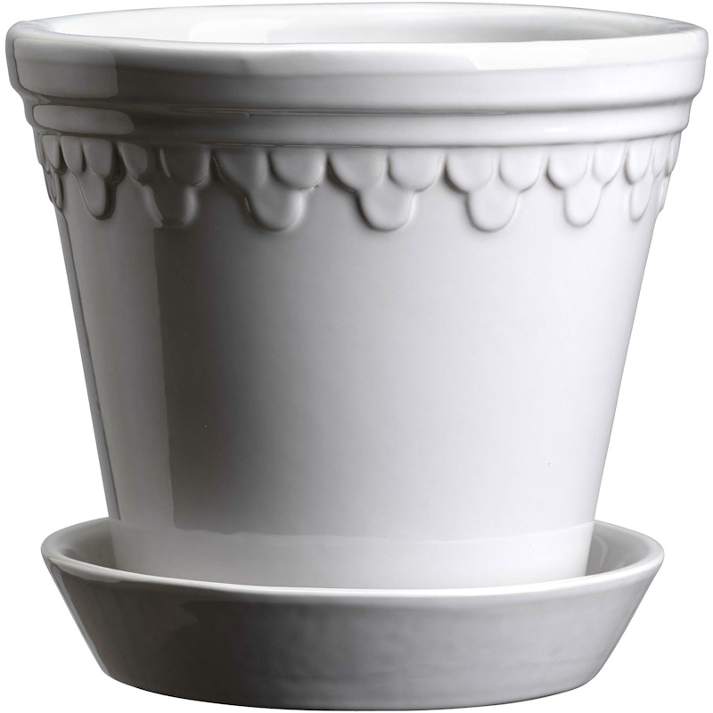 Copenhagen Pot met Schotel Mineral White, Ø14 cm