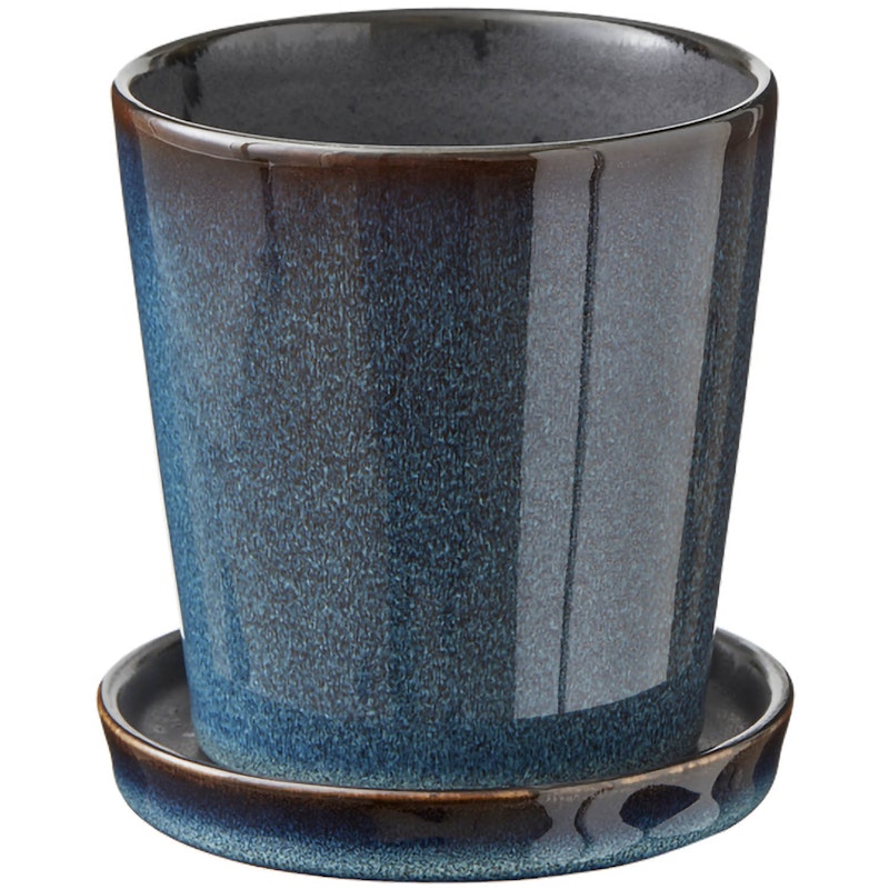 Gastro Pot Met Schotel Ø10 cm, Zwart/Donkerblauw