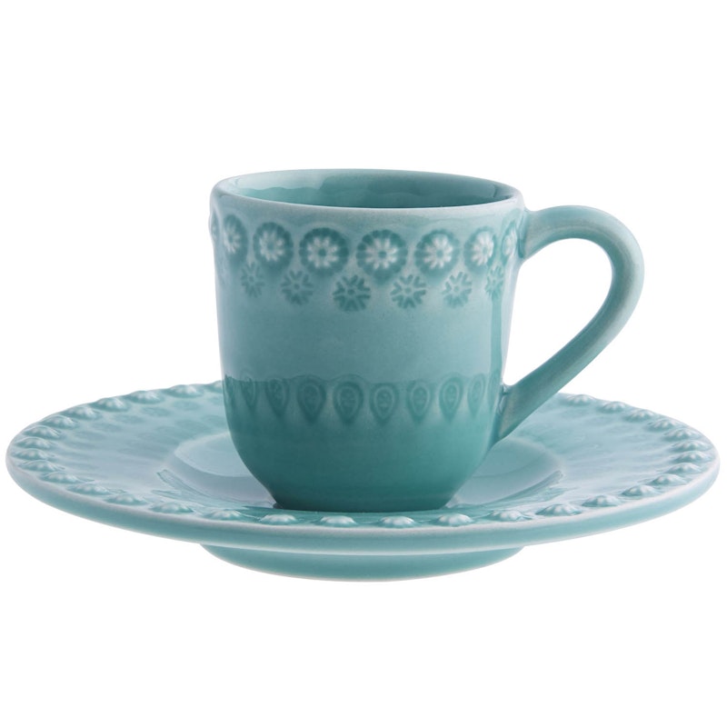 Fantasy Koffiekop Met Schotel, Turquoise