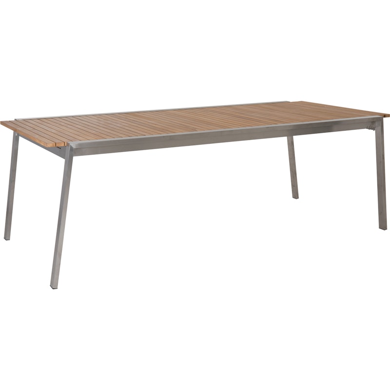 Naos Eettafel 100x220-320 cm, Roestvrij Staal/Teak