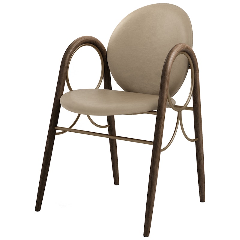 Arkade Fauteuil, Gerookt Eiken / Leer Almond