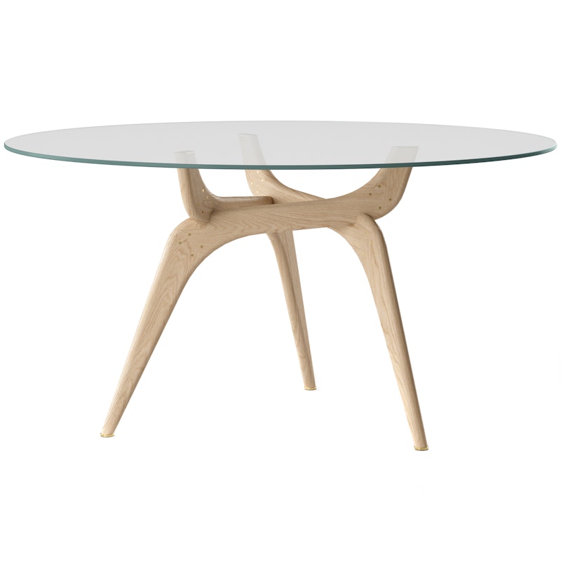 Triiio Eettafel Ø135 cm, Onbewerkte Eik / Helder Glas