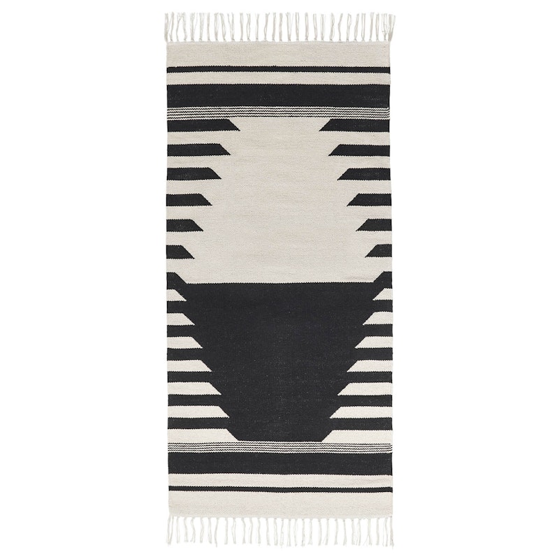 Iselin Vloerkleed 70x140 cm, Zwart/Gebroken Wit