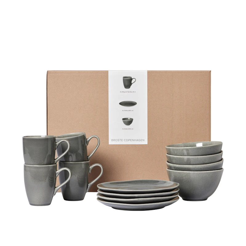 Nordic Rain Ontbijtset 12 Stuks, Grijs
