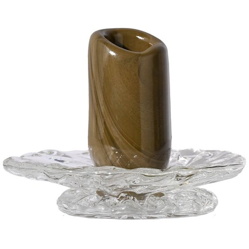 Lara Candlestick Kandelaar 9 cm, Groen / Doorzichtig