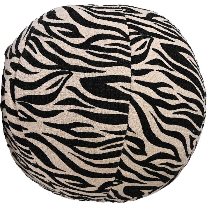 Anima Kussen Rond Zebra, Zwart