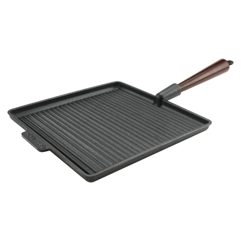 Vierkante Grillpan 28x28 cm met Houten Handvat