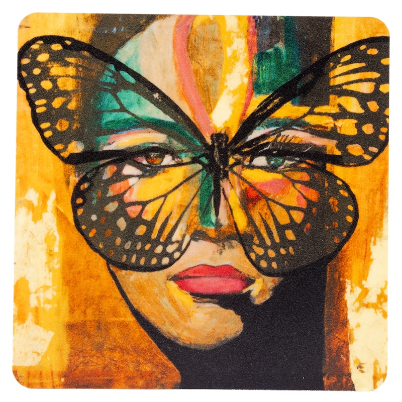 Golden Butterfly Onderzetter 9x9 cm, Multi
