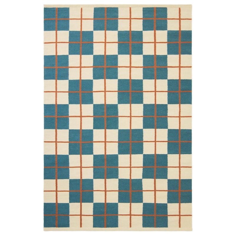 Haveli Wollen Vloerkleed 180x270 cm, Heaven Blue / Rust
