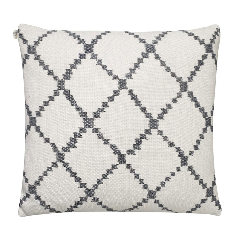 Ikat Kerela Cushion Cover 50x50 cm, White/Grey