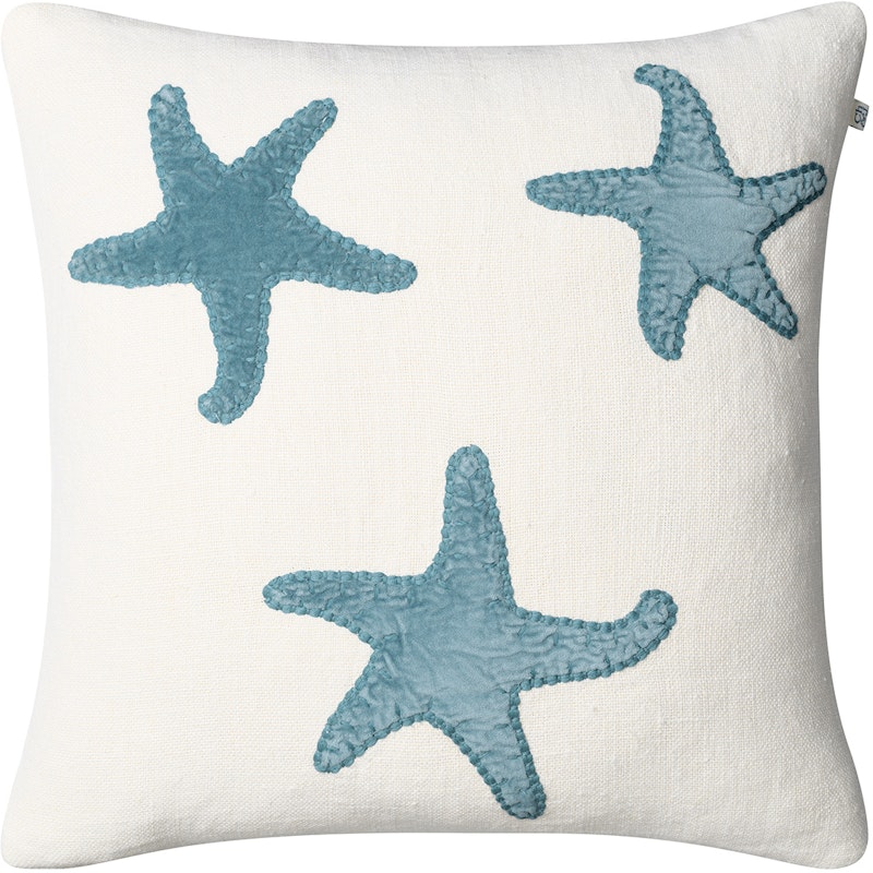 Star Fish Kussenhoes 50x50 cm, Gebroken Wit / Hemelsblauw