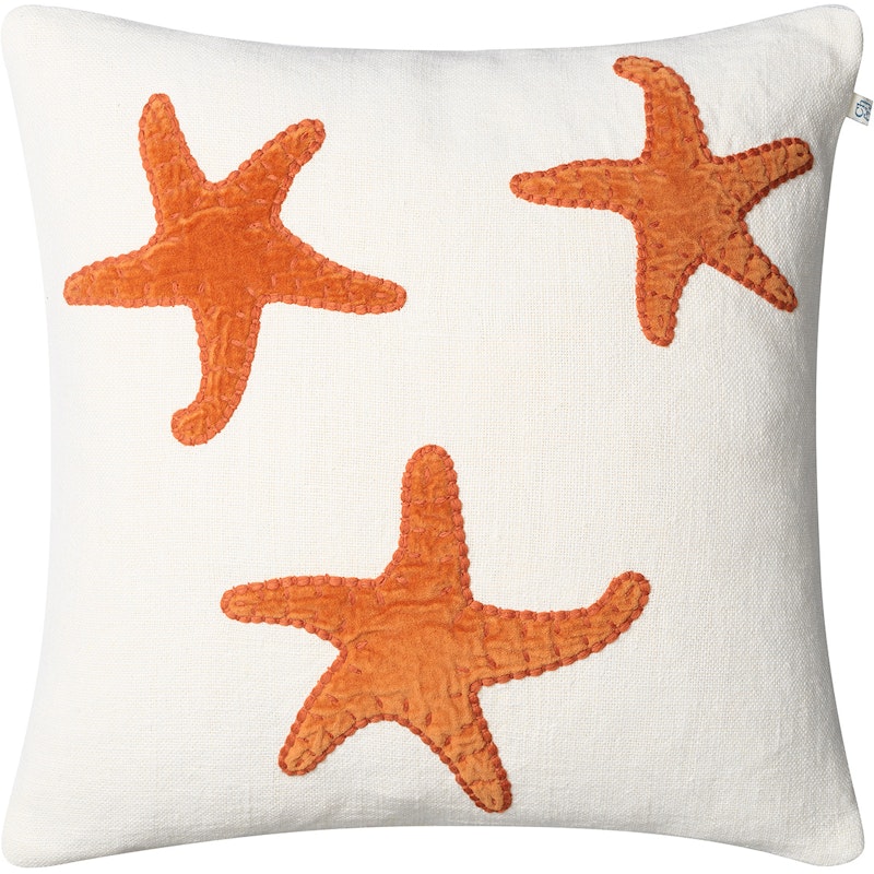 Star Fish Kussenhoes 50x50 cm, Gebroken Wit / Oranje