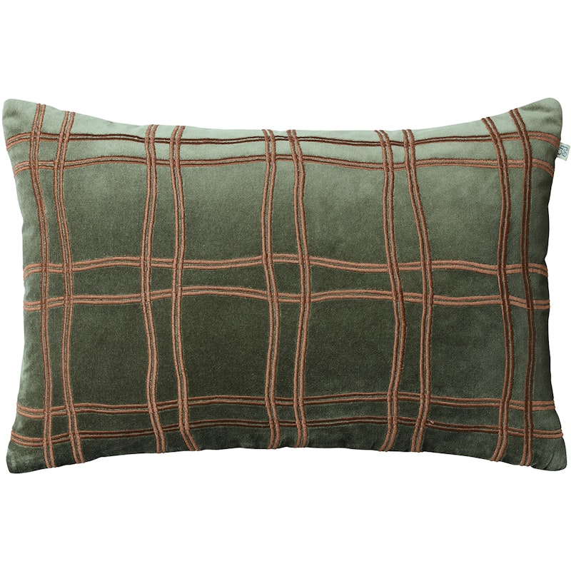 Tattersall Kussenhoes 40x60 cm, Woudgroen / Cognac