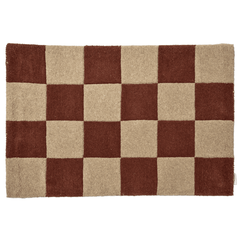 Square Deurmat 60x90 cm, Terracotta / Naturel