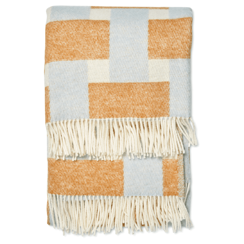 Weave Wollen Deken 130x180 cm, Wit / Blauw / Terracotta