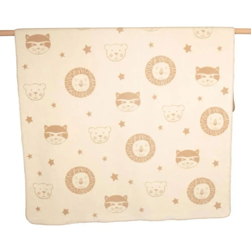 Mila Kinderdeken 150x200 cm Lion Raccoon Bear, Gebroken Wit