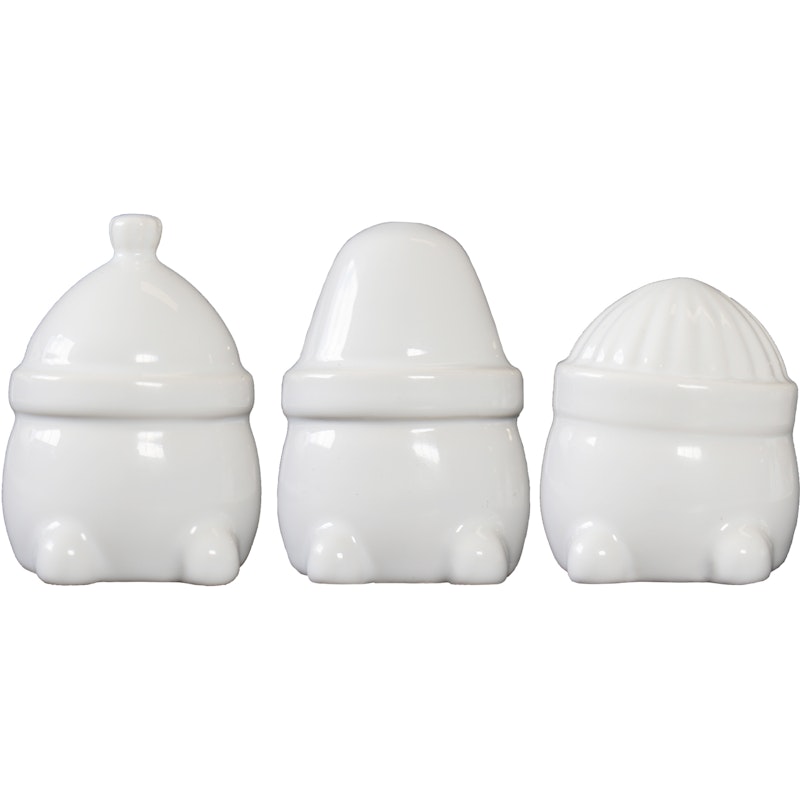 Hipster Triplets Kerstdecoraties Pak van 3, Shiny White