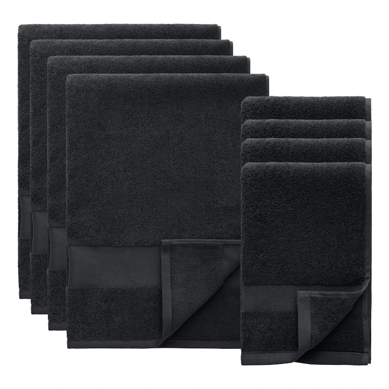Alva Handdoekenset 50x70 + 70x140 cm Pak van 8, Donkerblauw