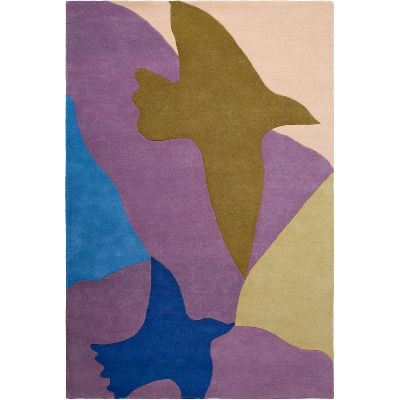 Bird Wollen Vloerkleed 180x270 cm, Blauw