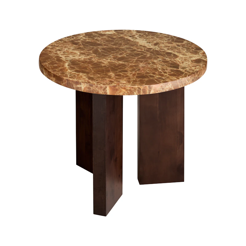 Eden Bijzettafel 50 cm, Dark Oak / Bruin Steen