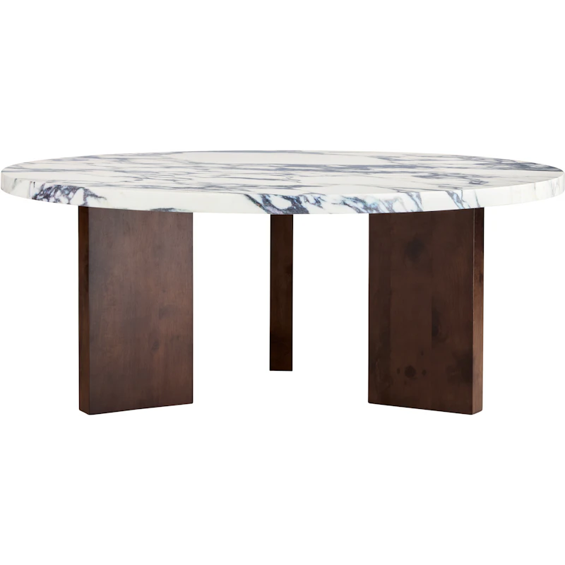 Eden Salontafel 90 cm, Donker Eiken / Wit Steen