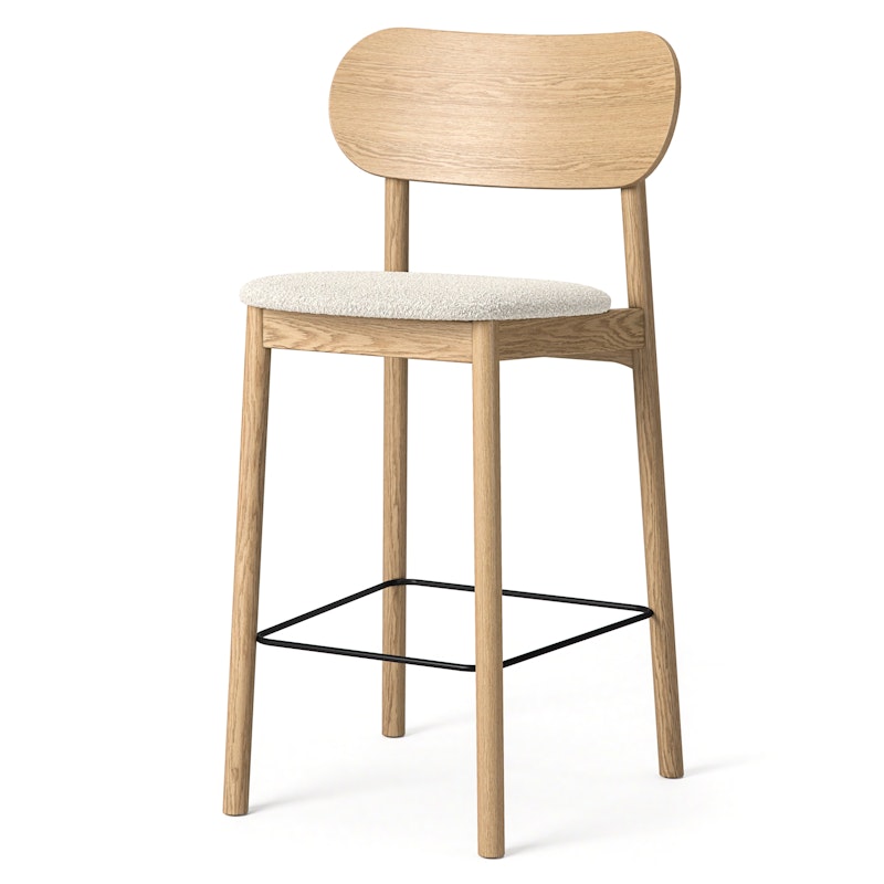 Elephant Barstoel, Natuurlijk Eiken / Wit Bouclé